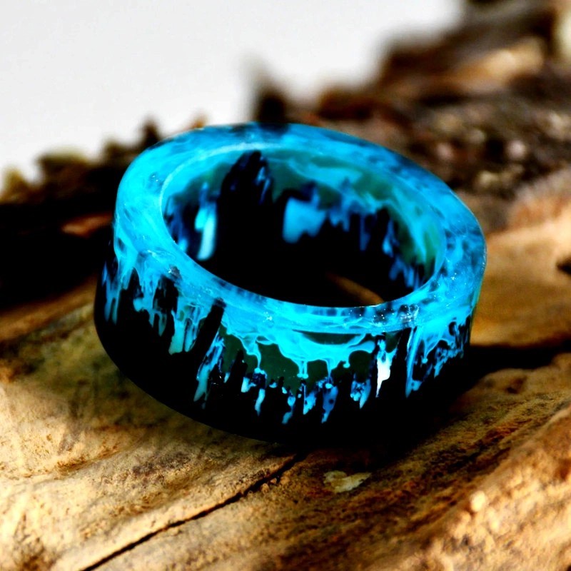 Azure Depths: Artisanal Resin Ring