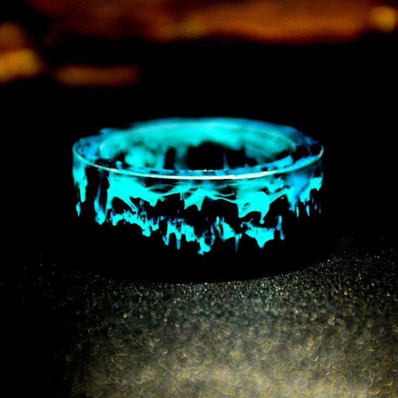 Azure Depths: Artisanal Resin Ring