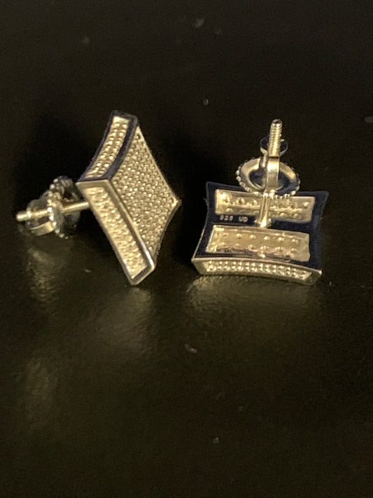 Solid Sterling Silver & Diamond Designer Earrings