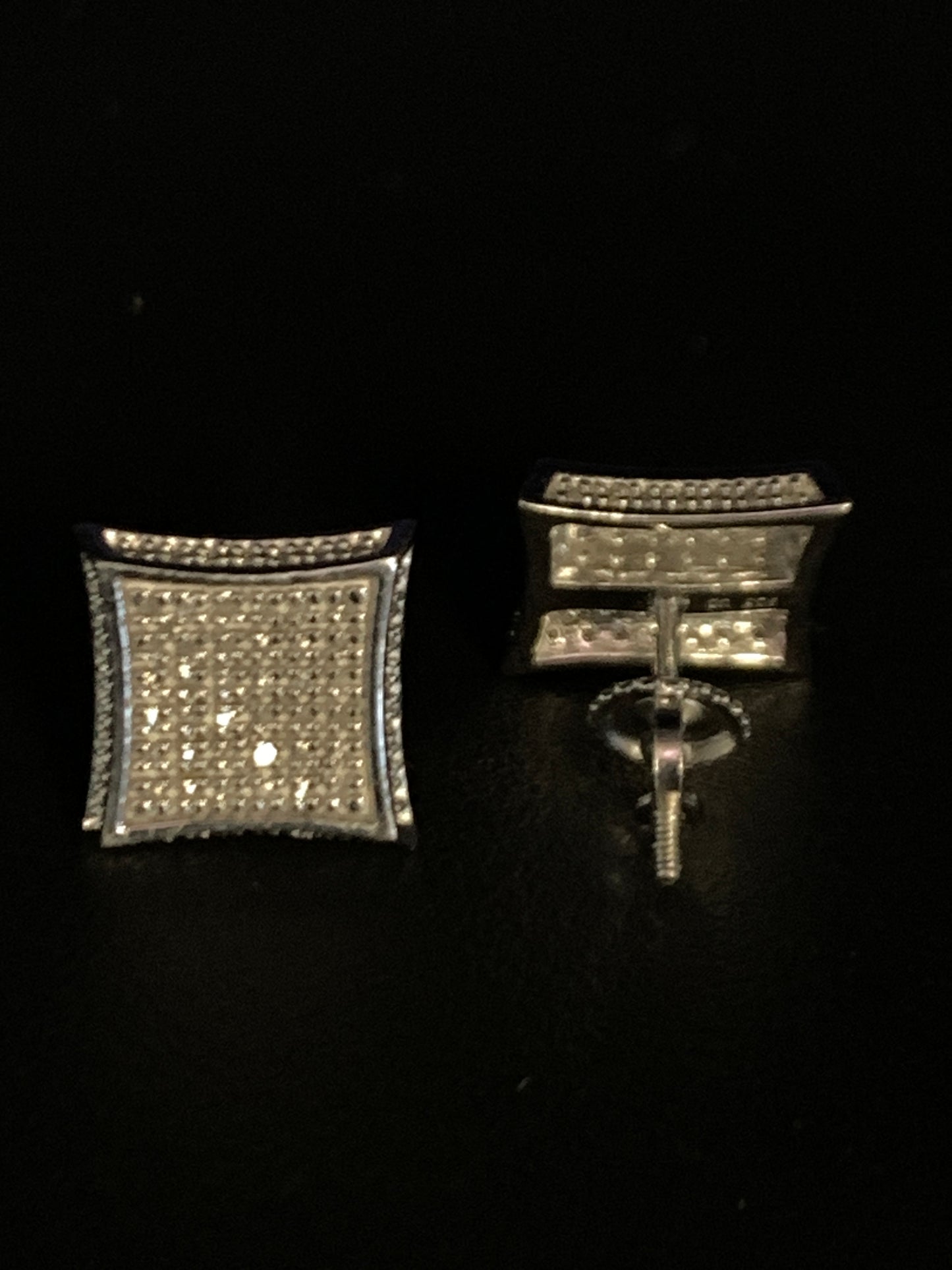 Solid Sterling Silver & Diamond Designer Earrings