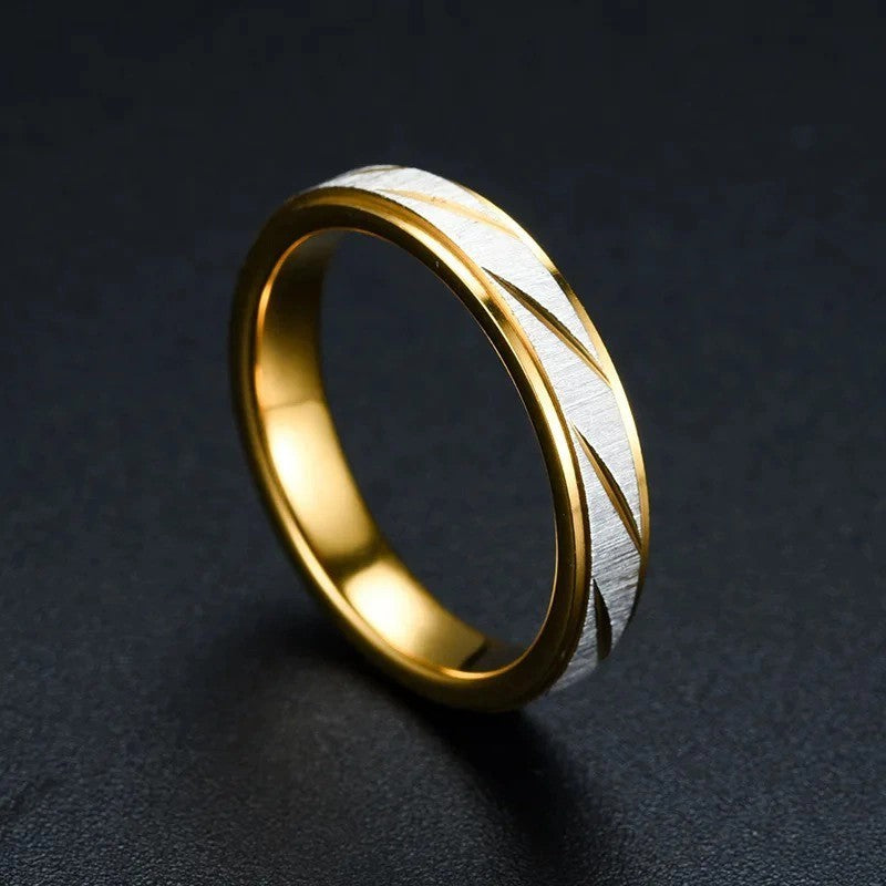 Dual-Tone Brushed and Polished Band Ring