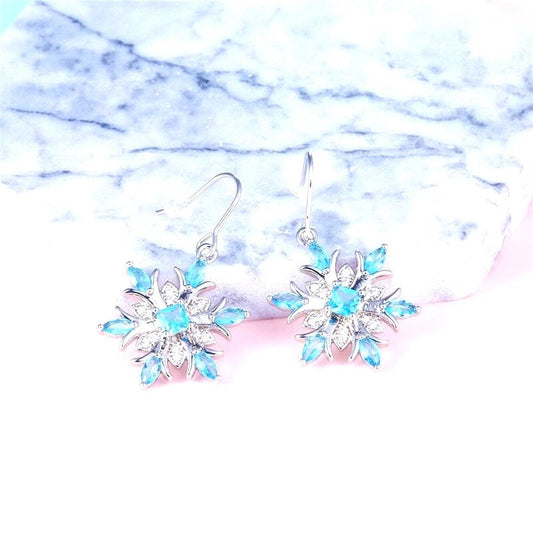 Frosty Elegance Blue Snowflake Earrings