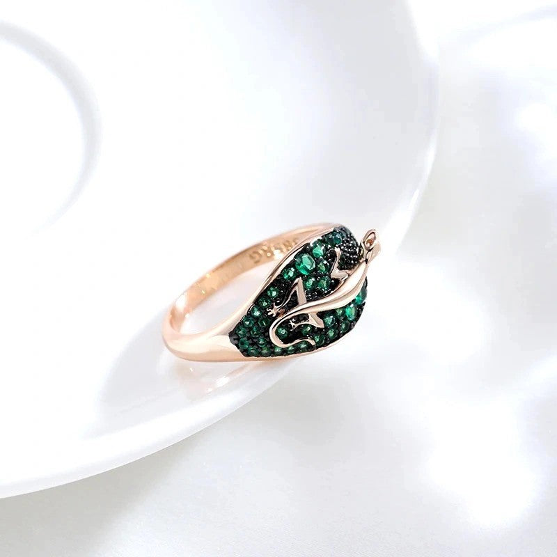 Verdant Whispers Lizard Ring