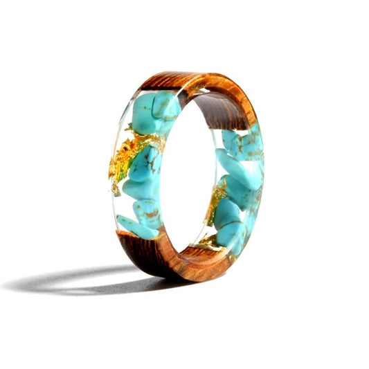 Turquoise Oasis Woodland Resin Ring