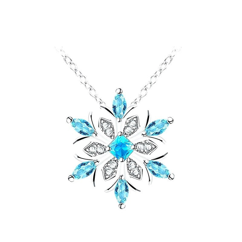 Winter Wonderland Blue Snowflake Necklace