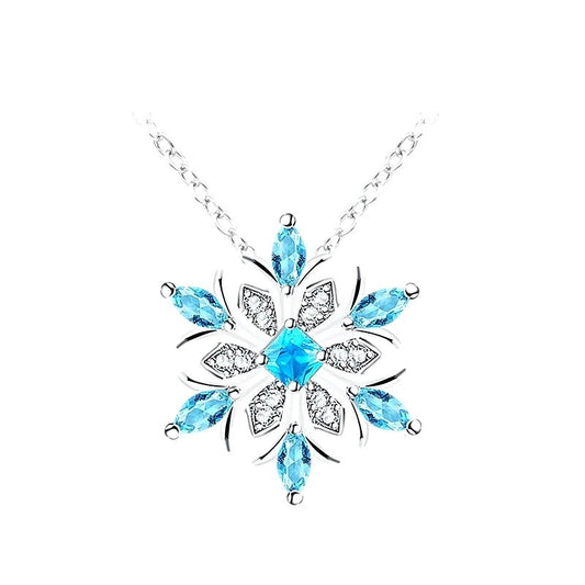 Collier flocon de neige bleu du pays des merveilles hivernales